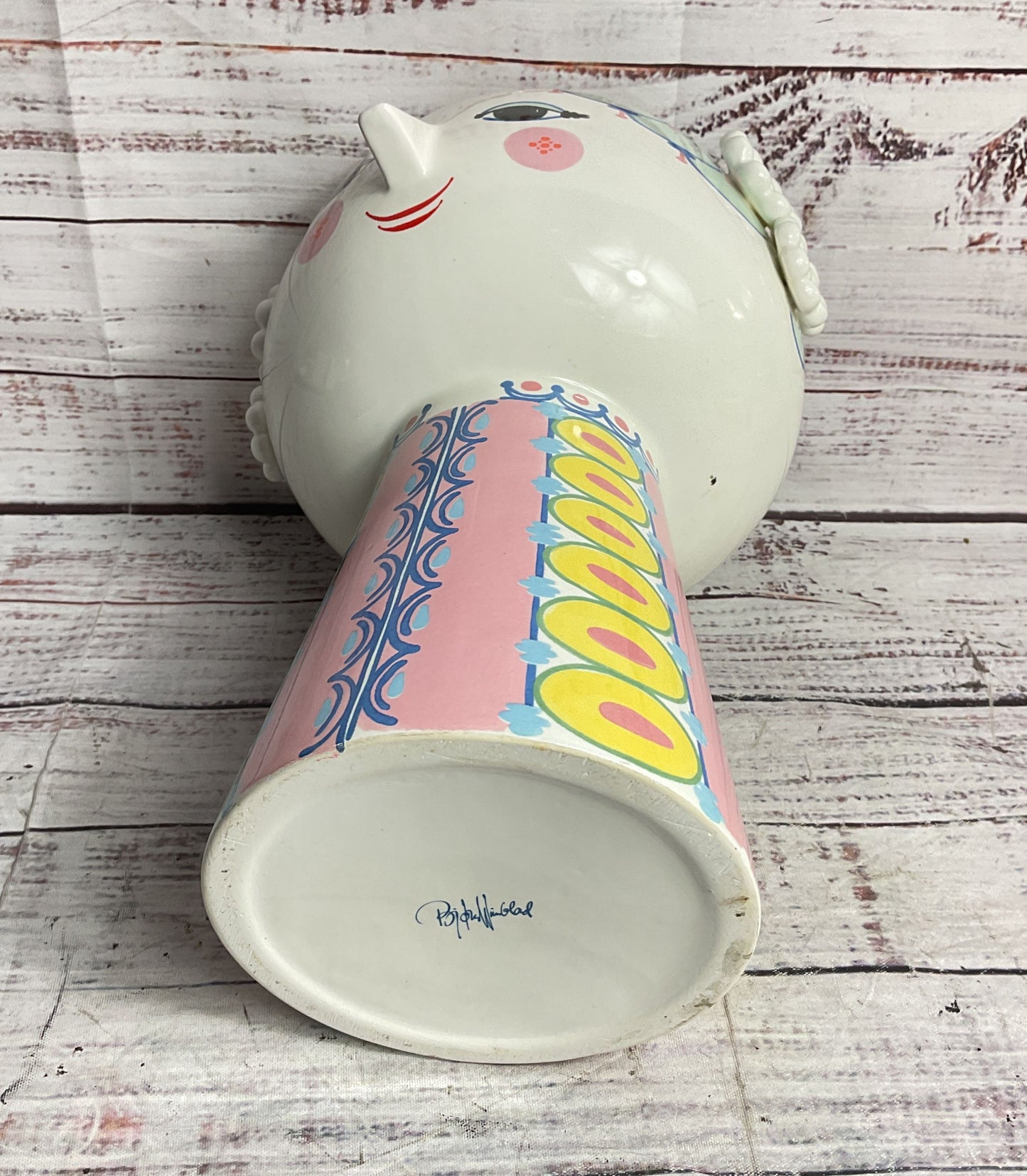 Bjørn Wiinblad Eva Glazed Porcelain 9" Vase Multicolor