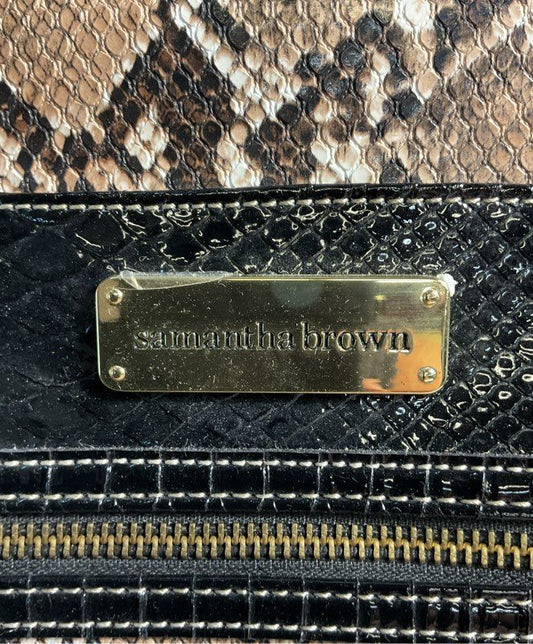 NEW Samantha Brown Snake Print Embossed Backpack Tan/Black Women's