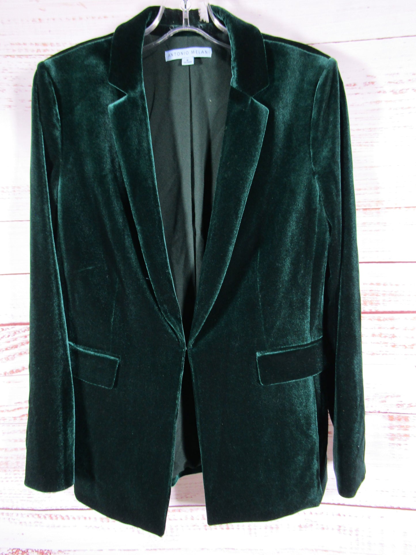 Antonio Melani Women's Green Velvet Blazer Jacket Size 6