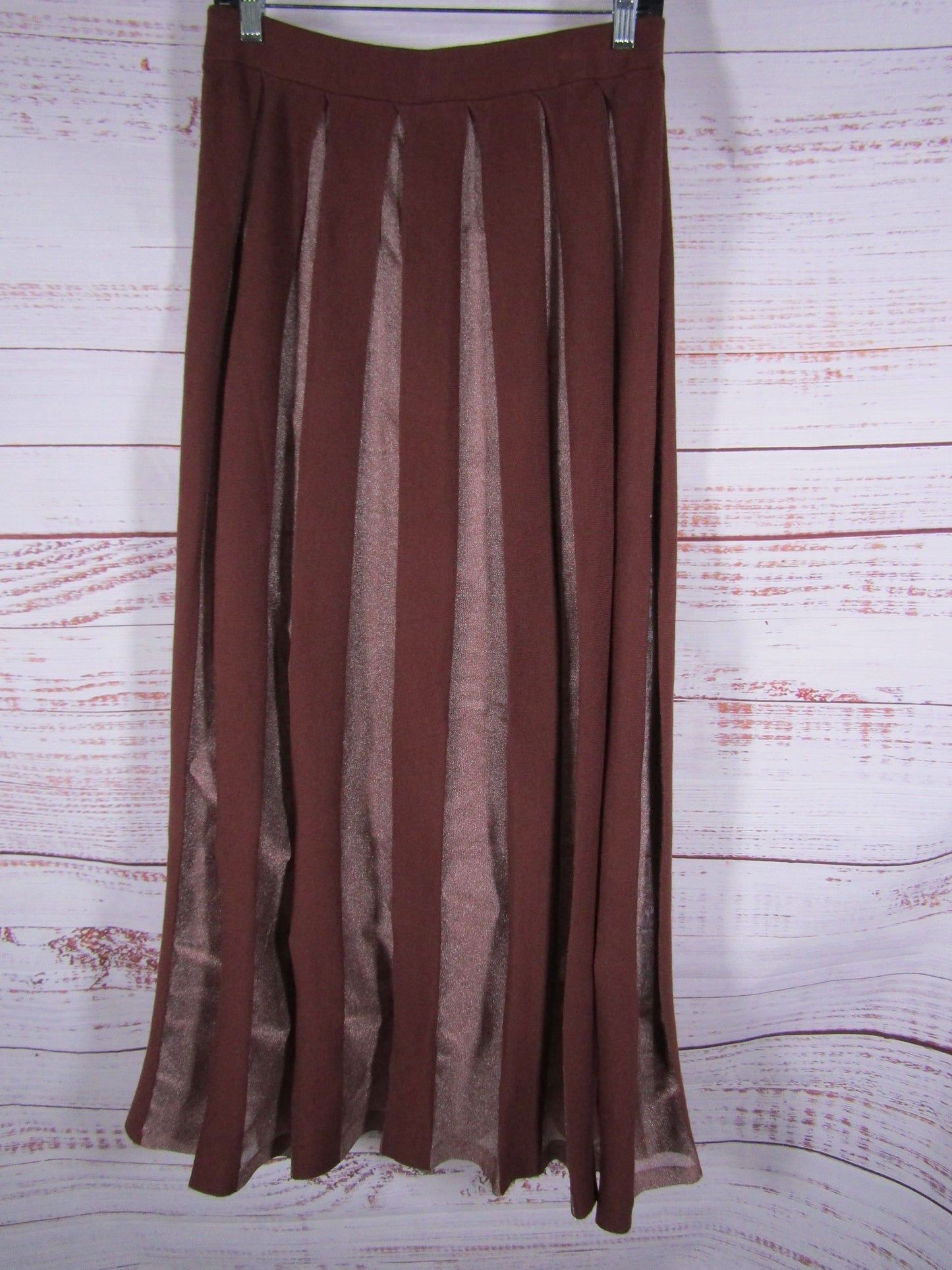 By Anthropologie Women's Brown Sheer Pleated Maxi Skirt Size M
