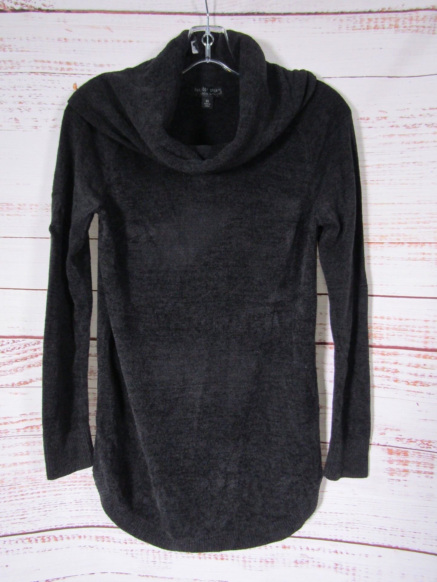 Barefoot Dreams CozyChic Women's Black Cowl Neck Tunic Sweater Size XS