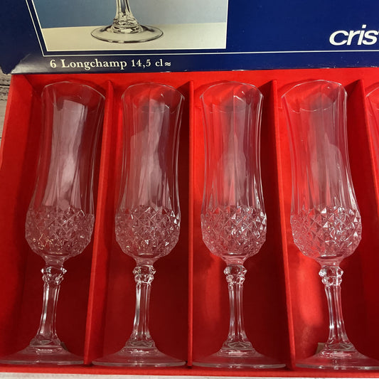 Set of 6 Crystal D'Arques 8" Champagne Crystal Flute Glassware