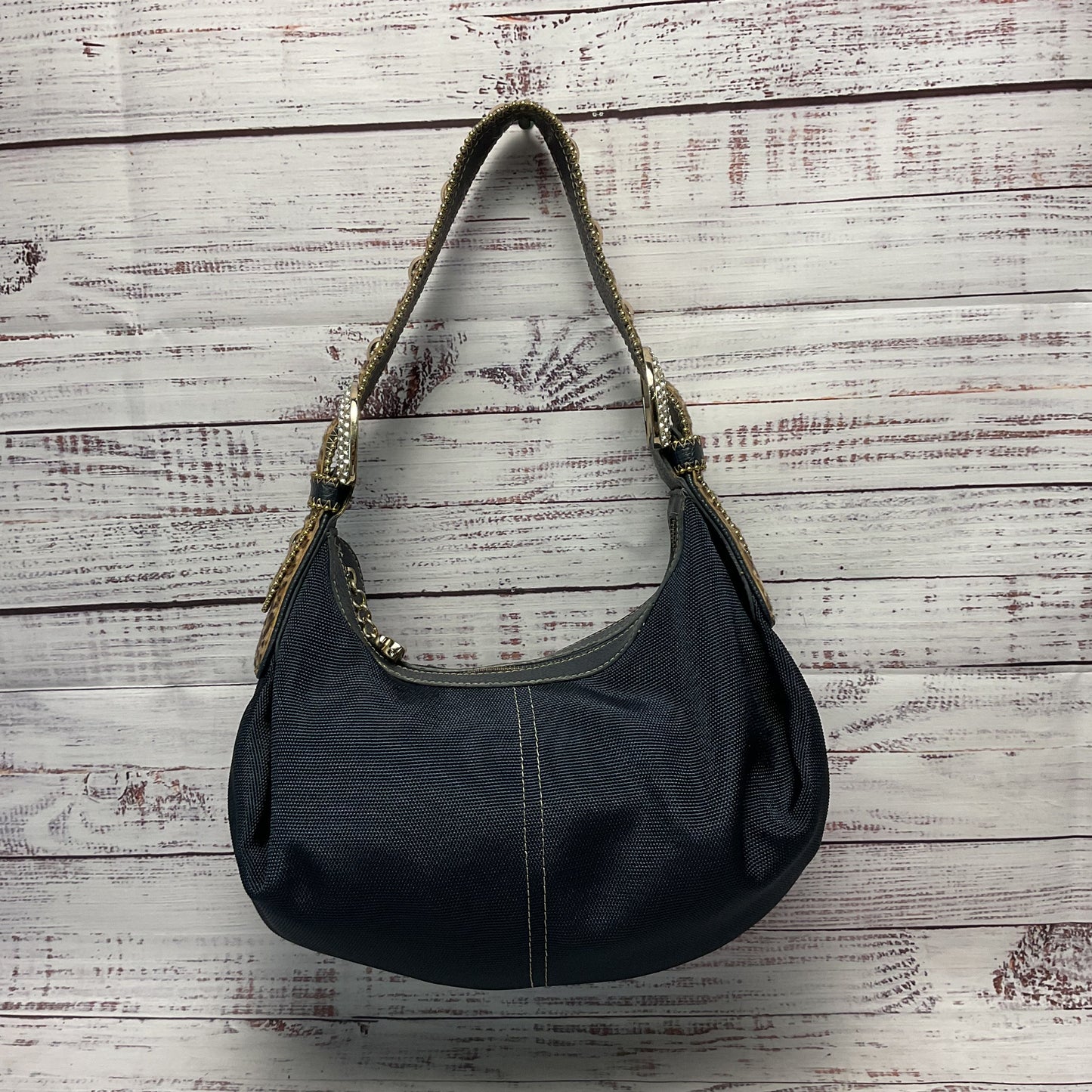Kathy Van Zeeland Navy Blue Handbag Shoulder Hobo Bag Purse