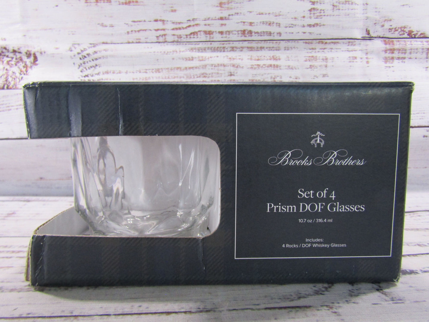 Brooks Brothers Prism Double Old Fashioned Whiskey Glasses Set of 4