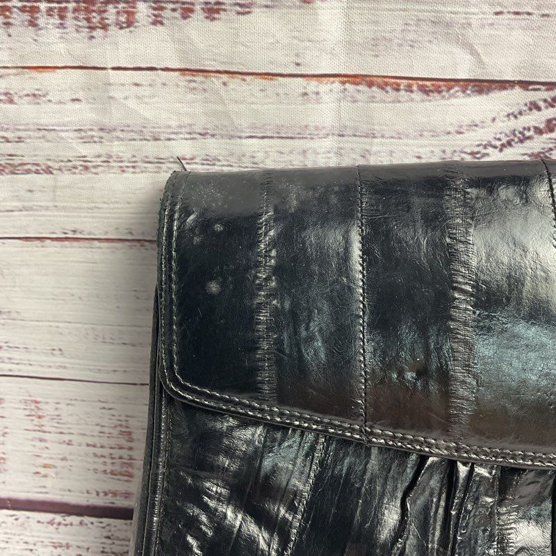 Vintage Genuine Black Eel Skin Clutch Purse