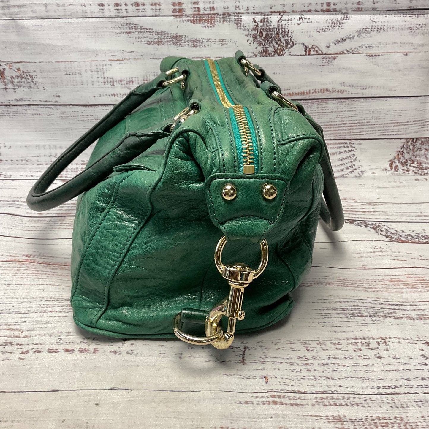 Rebecca Minkoff Green Leather Handbag Purse 13"x7"x8"