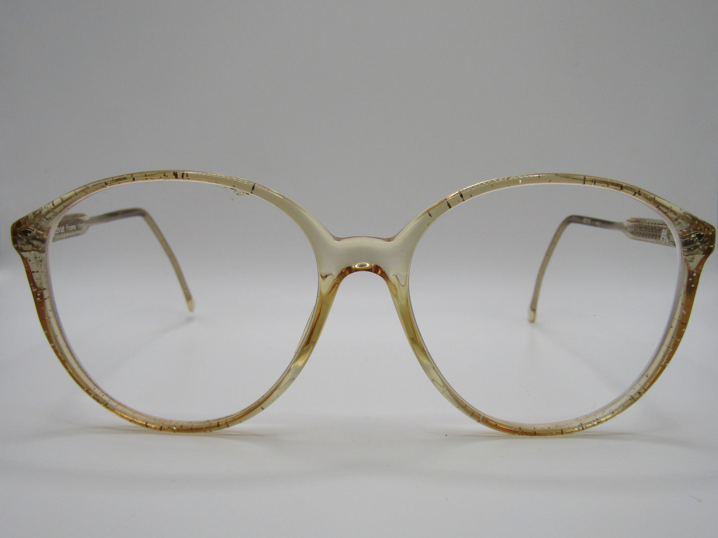 Vintage Revue Women's Gold Speckle Round Eyeglasses Frame Made in Italy