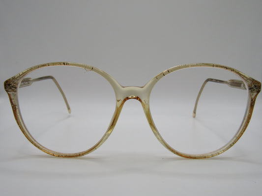 Vintage Revue Women's Gold Speckle Round Eyeglasses Frame Made in Italy