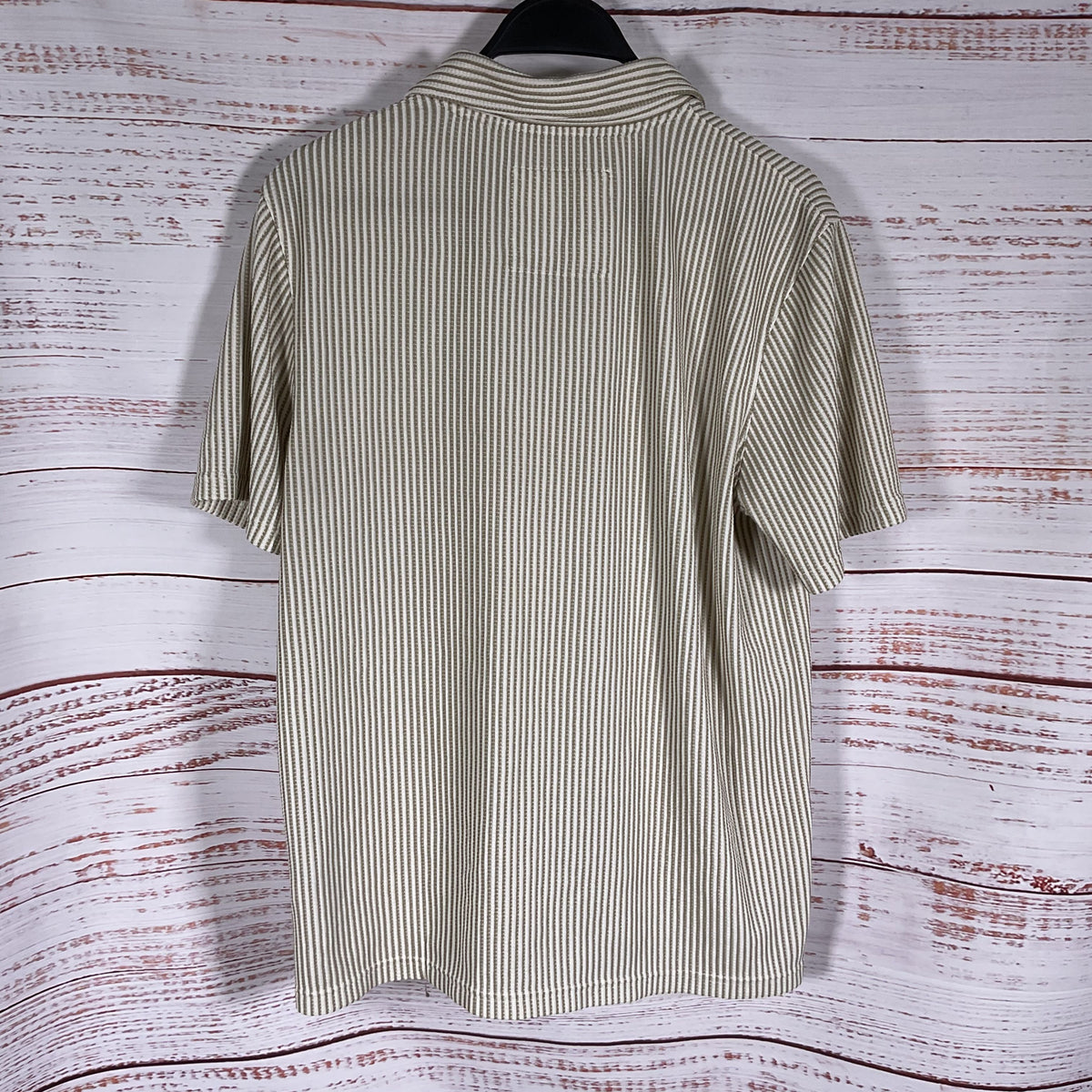 Ted Baker White Tan Striped Ribbed Knit Quarter Zip Polo Shirt - Size 4