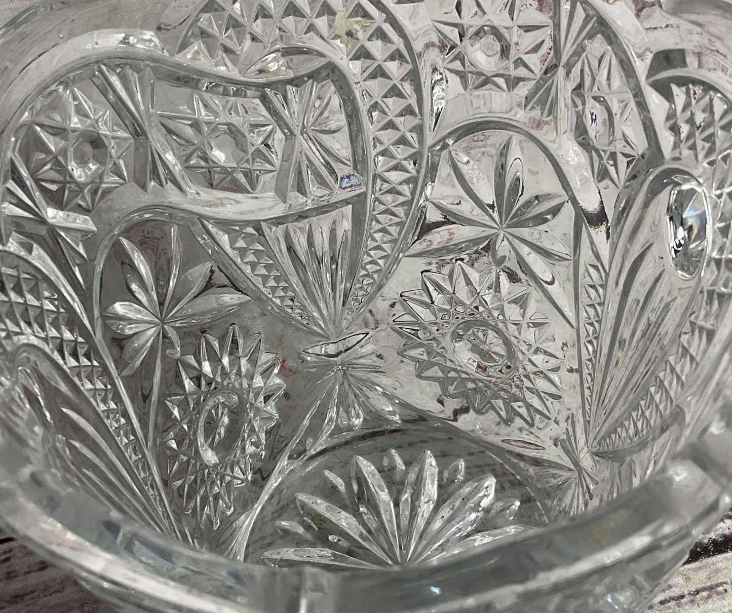 Vintage Cut Glass 5.5" Czechoslovakia Ice Bucket Clear