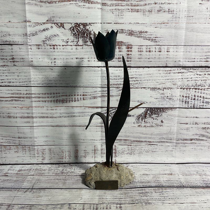 JNF Sderot Tulip Found Metal Judaica Sculpture Made From Qassam Rockets