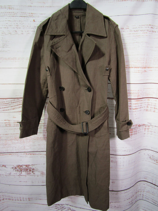 Allsaints Lia Mac Women's Green Double Breasted Trench Coat Size 00