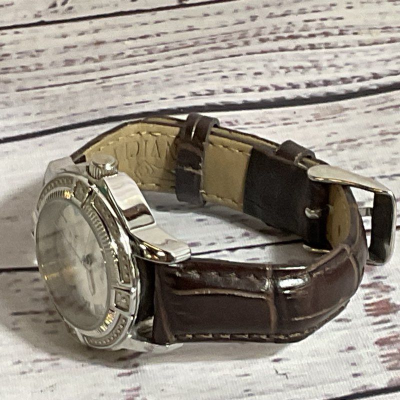 INVICTA Angel Collection Women's Silver Tone Brown Leather Band Watch