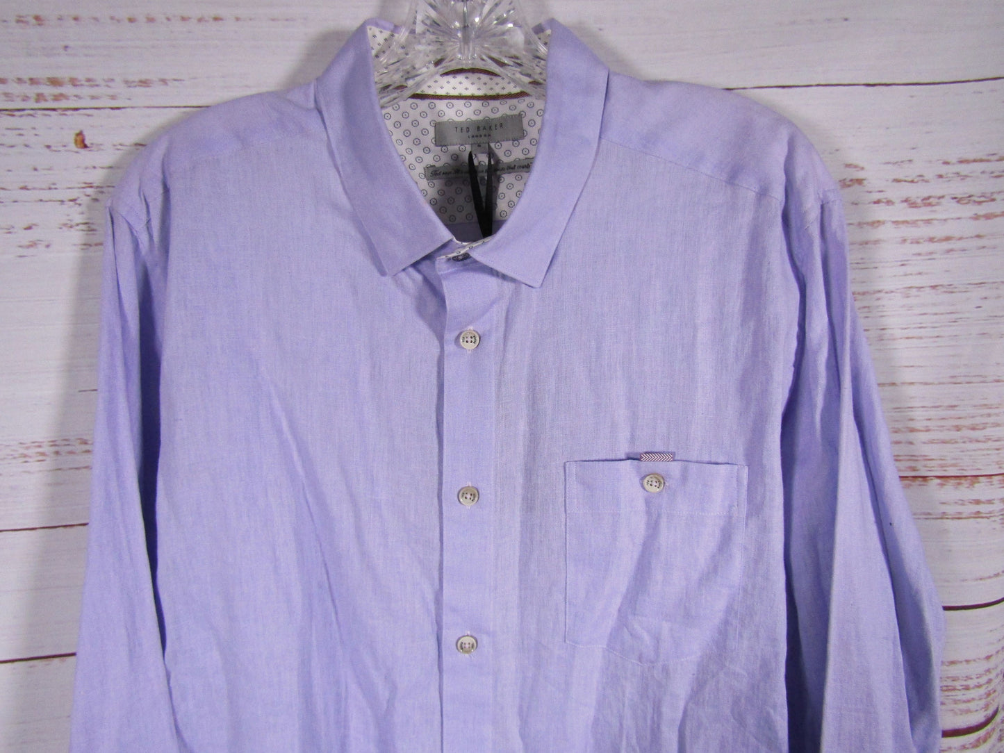 Ted Baker Men's Purple Linen Blend Long Sleeve Button Down Shirt Size XXL