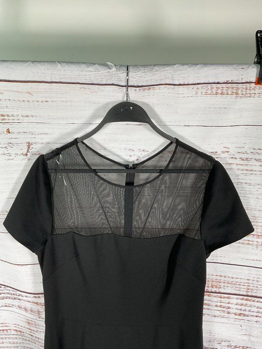 Vera Wang Women's Black Top Sheer Short Sleeve Long Dress Size 14