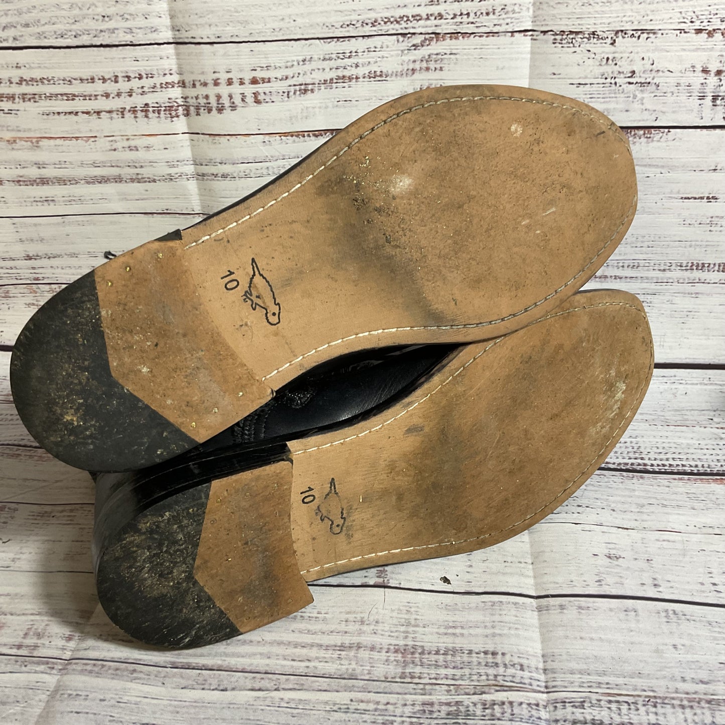 ROCKET DOG Men's Black Leather Frayed Edges Zip Up Ankle Boots- SZ 10