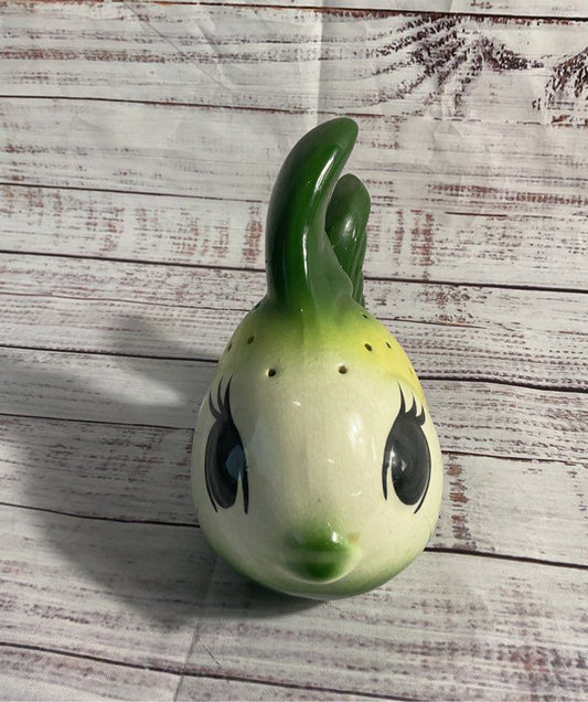 Vintage Ceramic Fish Pomander Air Freshener Figurine Glazed Green