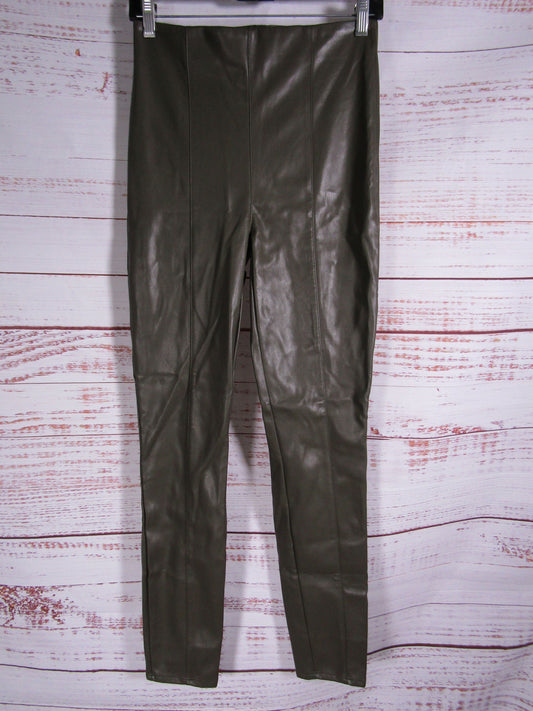 Naf Naf Women's Olive Green Faux Leather Leggings Size M