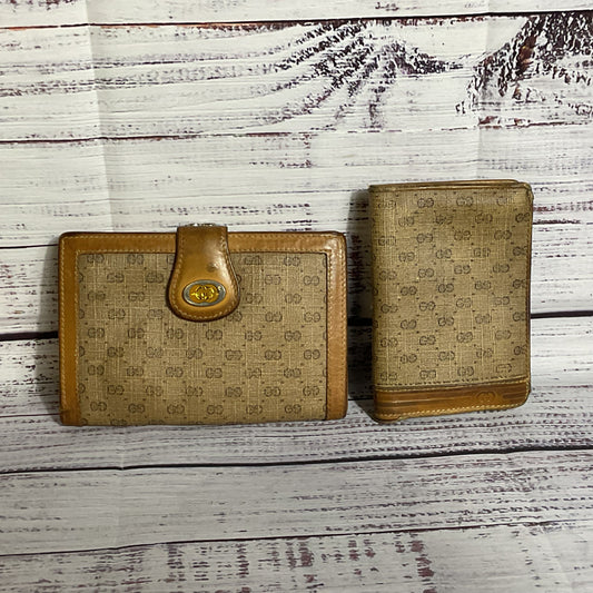 Set of 2 VTG. GUCCI Micro GG Monogram Bifold CC, Coin Wallet & CC Bifold Wallet