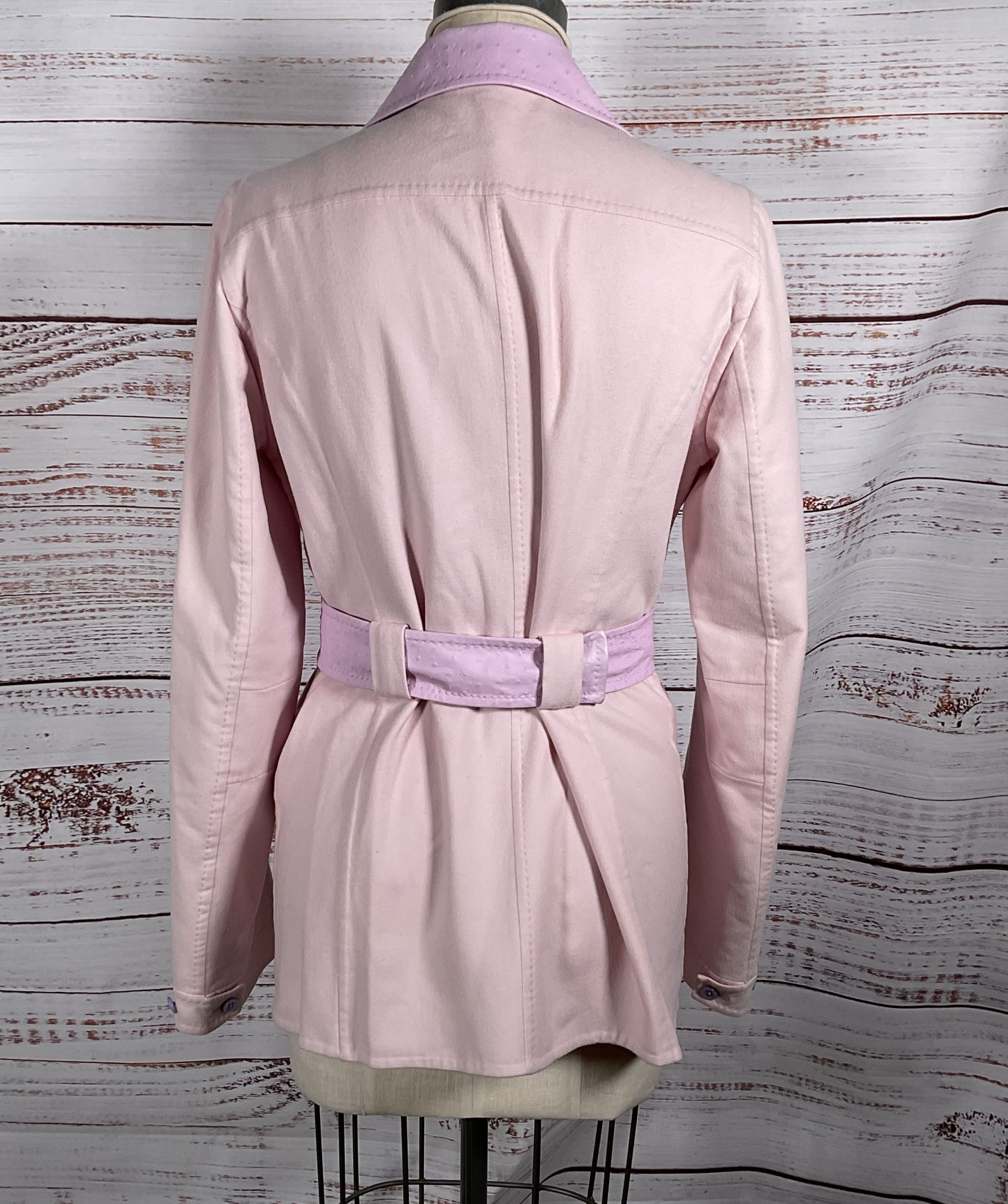 Malo Cashmere Button Down Belted Leather Trim Jacket Pink 48