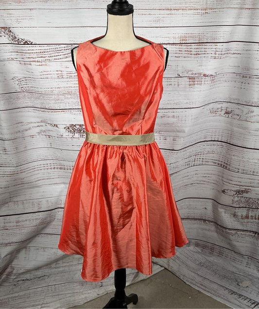 Women's Da Vinci Orange Taffeta Formal Dress with cut out back Size 12