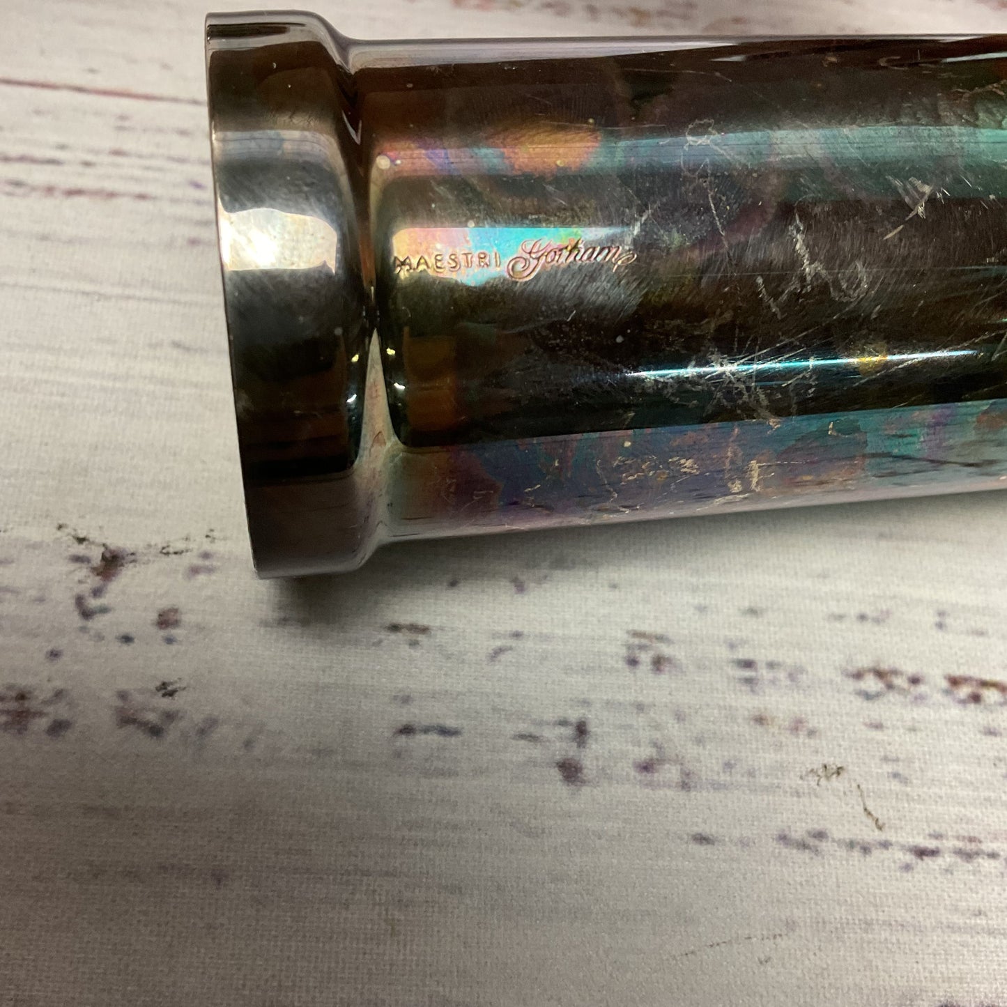 Gorham Maestri Silver Platted Salt And Peppershaker + Covered Glass Butter Dish