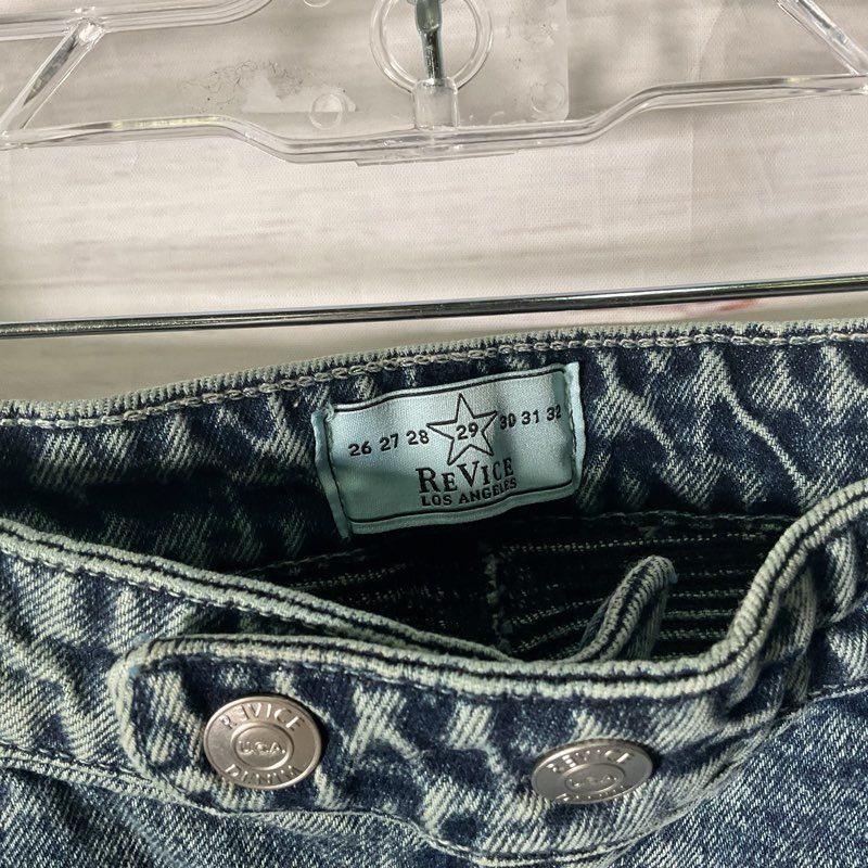 Revice GT Electric Blue Wash Denim Wide Leg Moto Jeans - Size 29