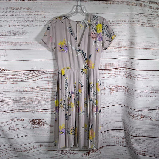 Leith Lavender Floral S/S Faux Wrap Mini Dress - Size S