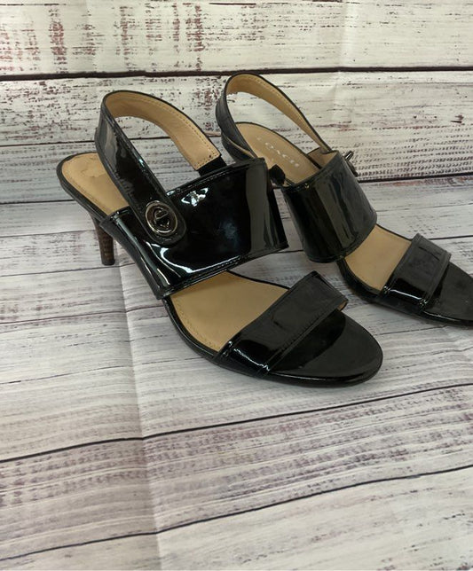 Women's Coach Black Patent Leather Sandal Size 7