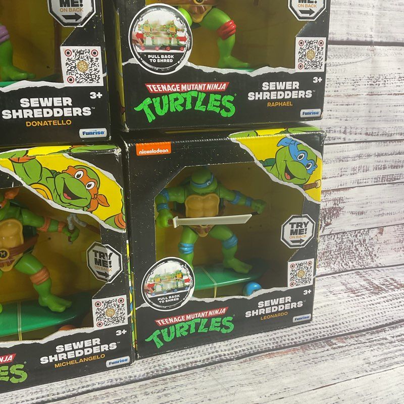 Nib Teenage Mutant Ninja Turtles Tmnt Sewer Shredders 5" Complete Set Of 4