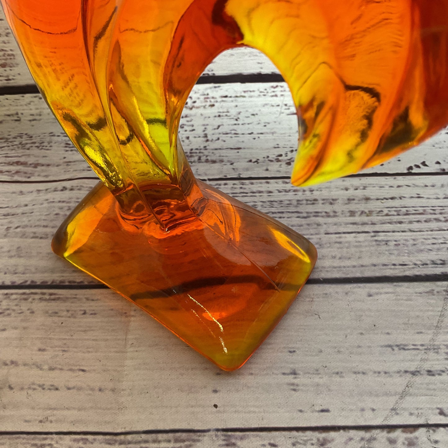 VTG. MCM VIKING? Glass Orange/Yellow Ombre Kellogg Rooster- 10"