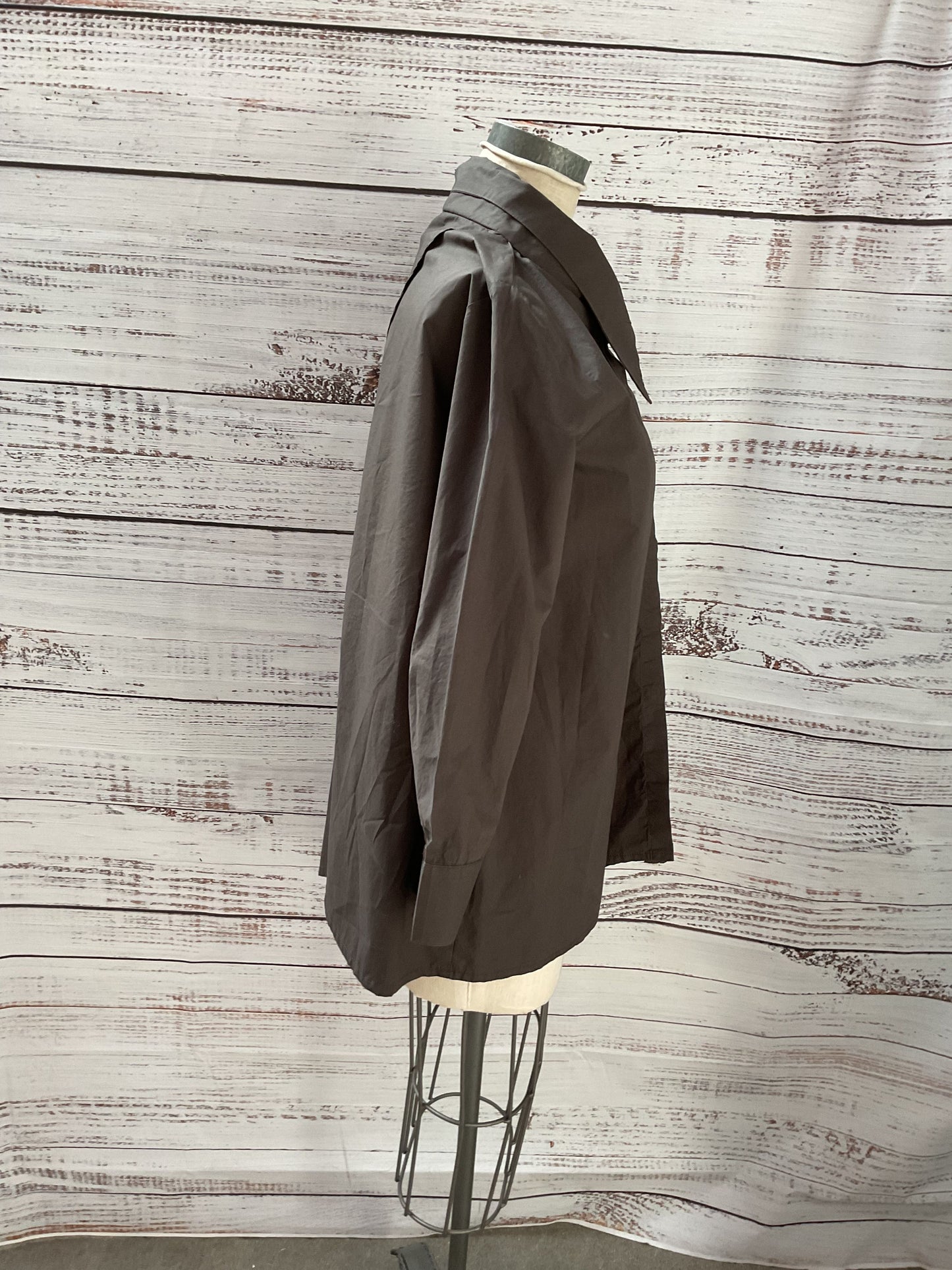 AmmA kadem Grey Asymmetric Collar Long Sleeve Button Up Shirt - Size OS