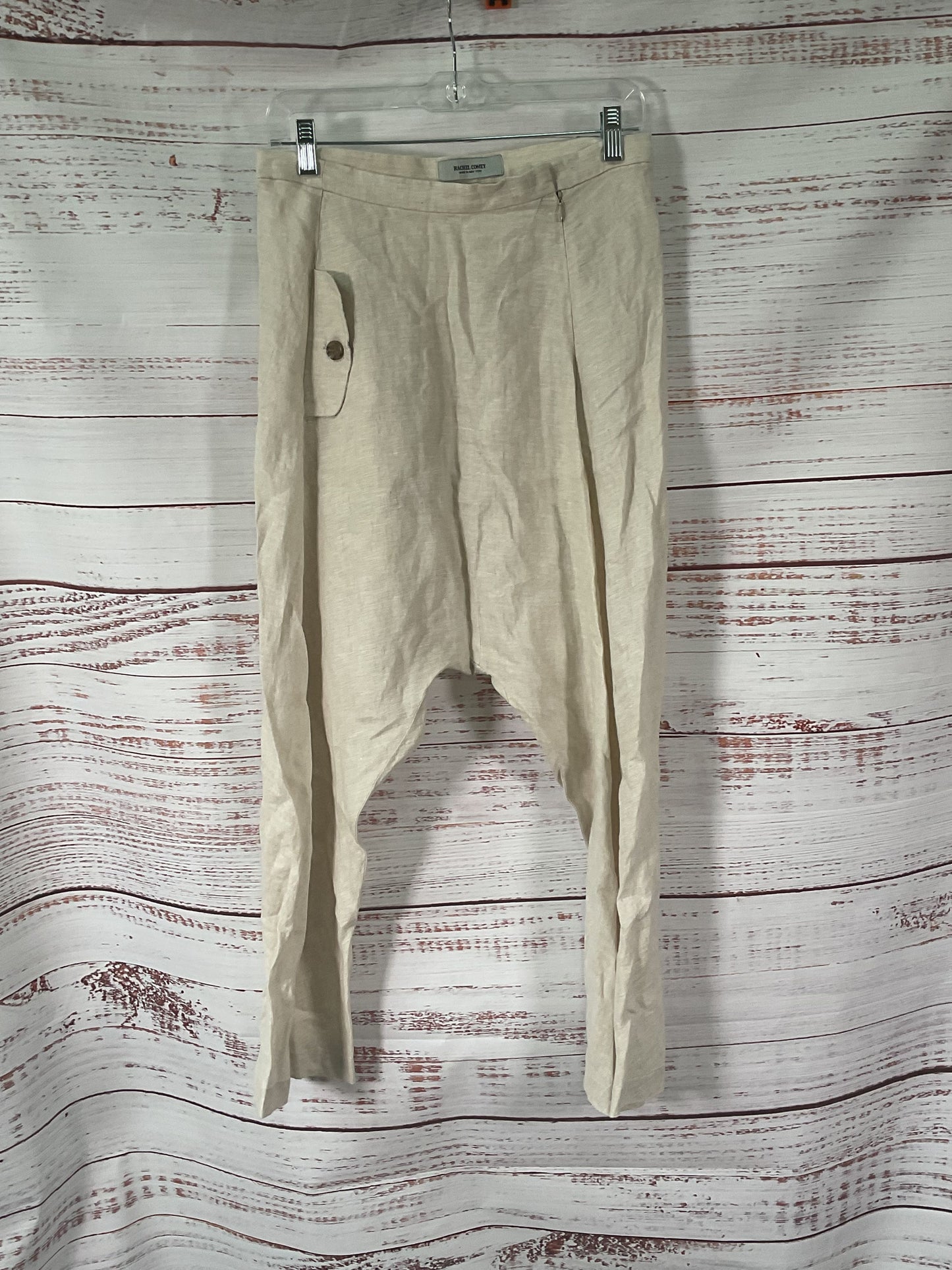 Rachel Comey Beige Linen Side Button Drop Pants - Size 2