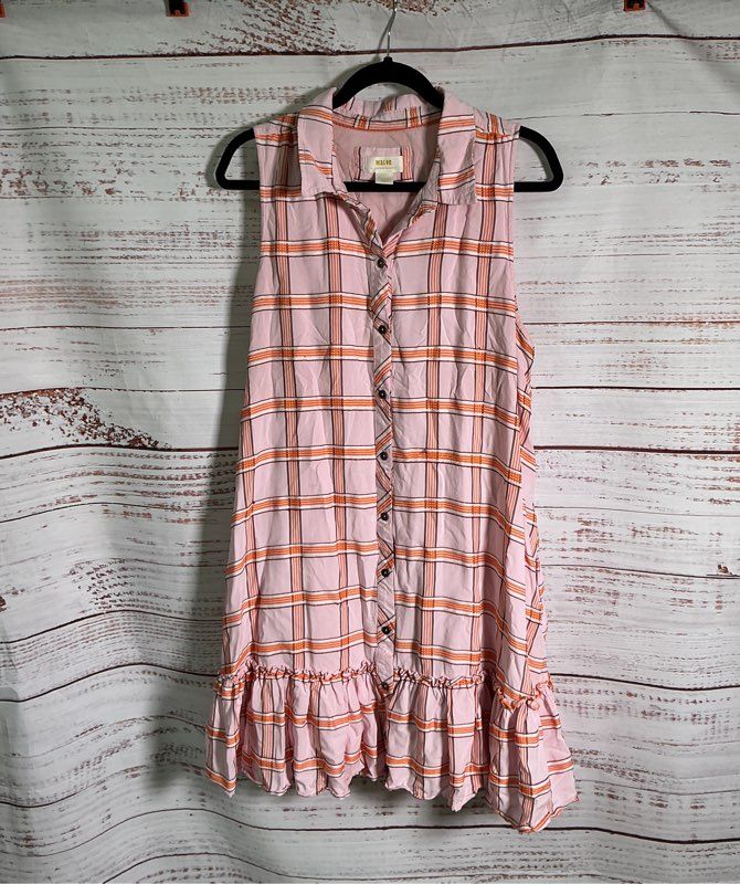 Women's Maeve by Anthropologie Pink & Orange Shirt Dress Size XL