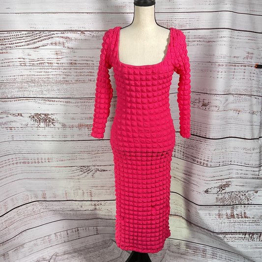 Antonio Melani Raspberry Smocked Lucie Square Textured Dress Size XS New Damaged