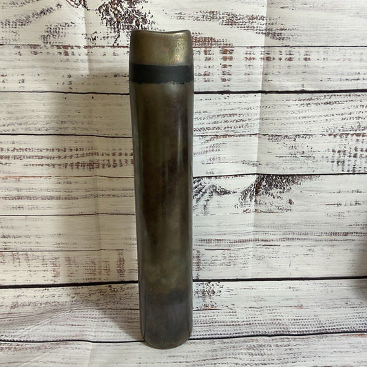 Signed VTG. ADAM AARONSON Studio Glass Metallic Gun Gray Tube Vase- 13.5"