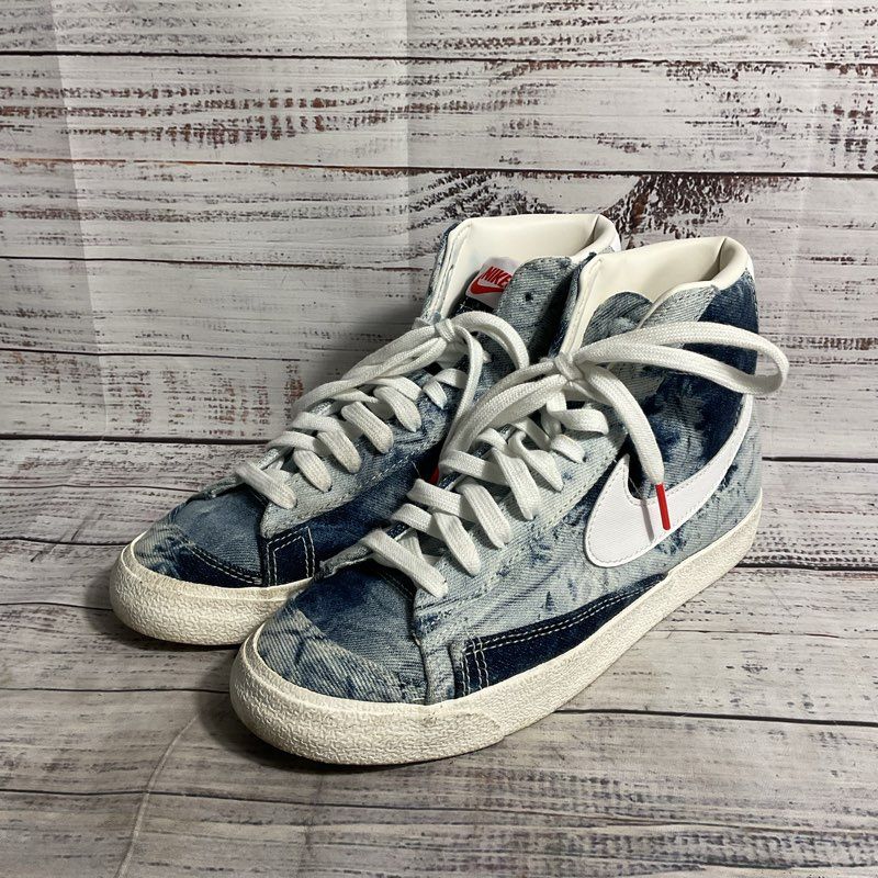 Nike Blazer Mid 77 Acid Wash Blue Denim Sneaker Casual Shoe Men's 8.5