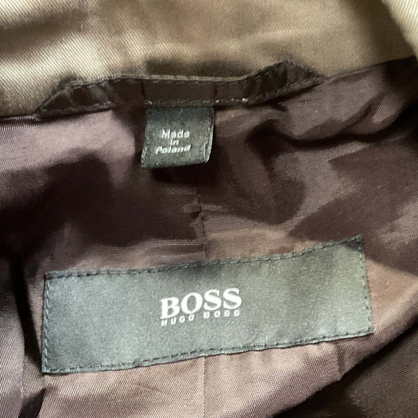 VTG. BOSS Men's Brown Double Breasted Water Repellent Trench Coat- SZ 44R