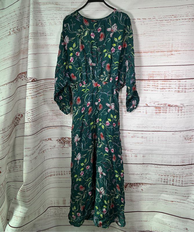 Women's Rdalamal for Anthropologie Teal Print Casual Dress Size 6 Retail $218