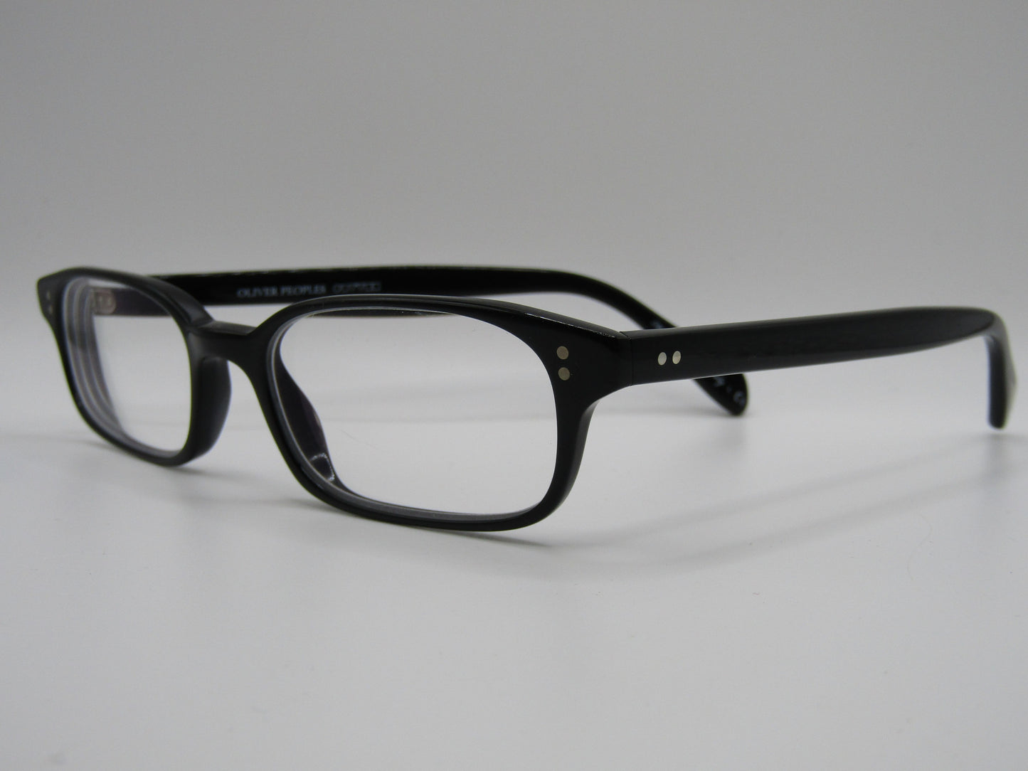 Oliver Peoples James Black Rectangular Eyeglasses Frame Hand Crafted in Italy