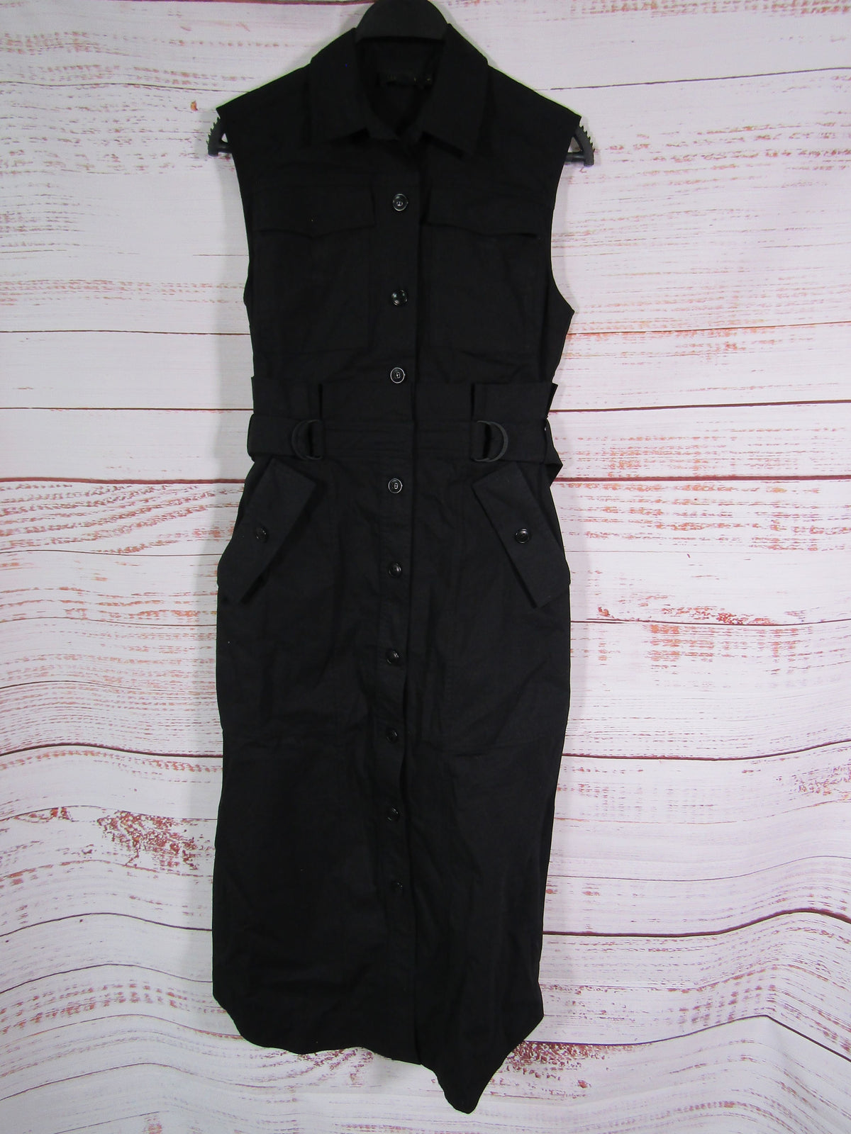 Ted Baker Zamya Women's Black Utility Paperbag Waist Dress Size 1