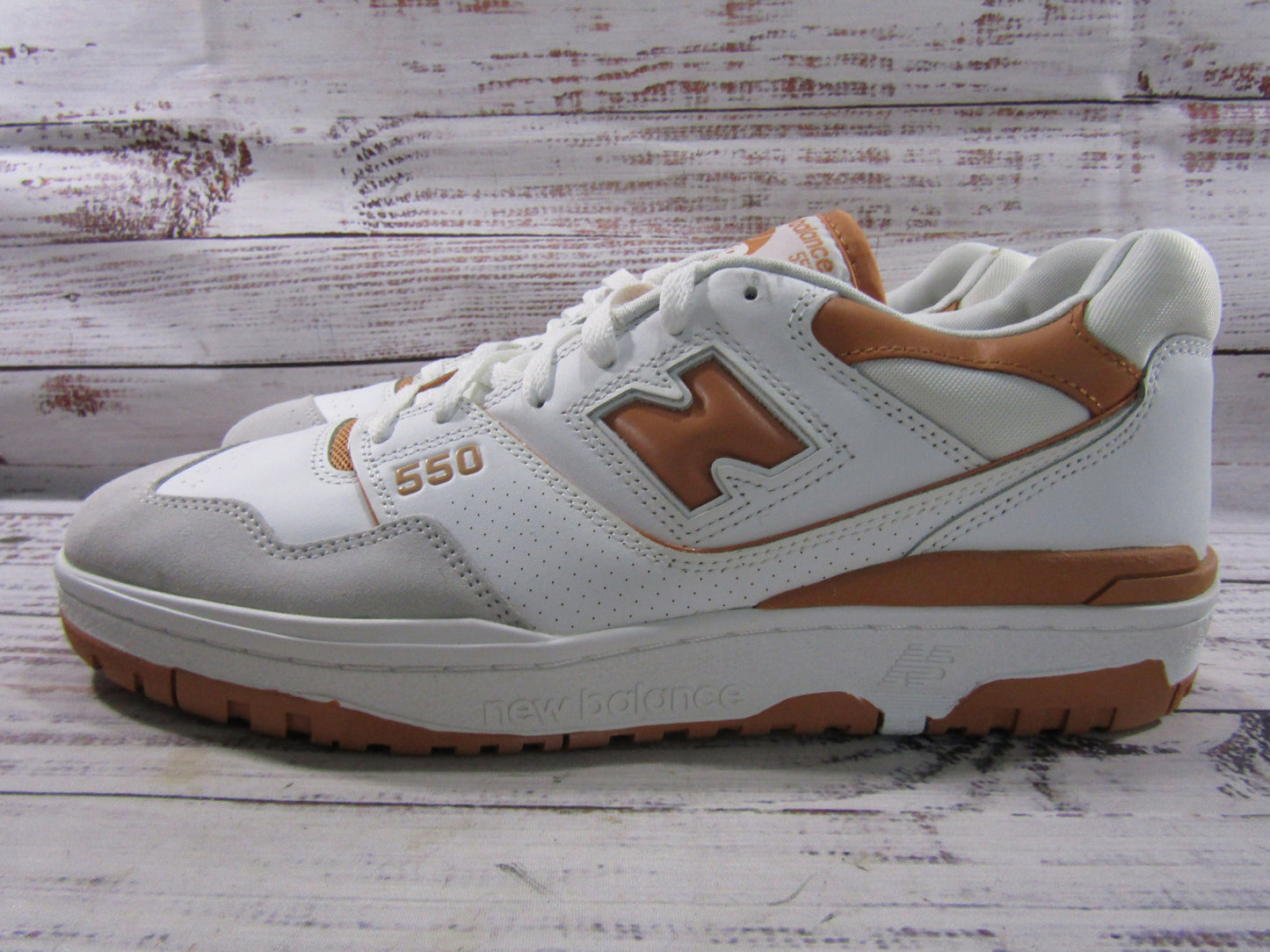 New Balance 550 Men's Burnt Orange White Leather Sneakers Size 13 BB550LSC