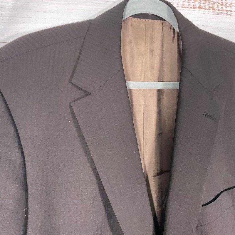 Hugo Boss Pasolini Brown Pinstripe Wool Suit Jacket - Size 46L