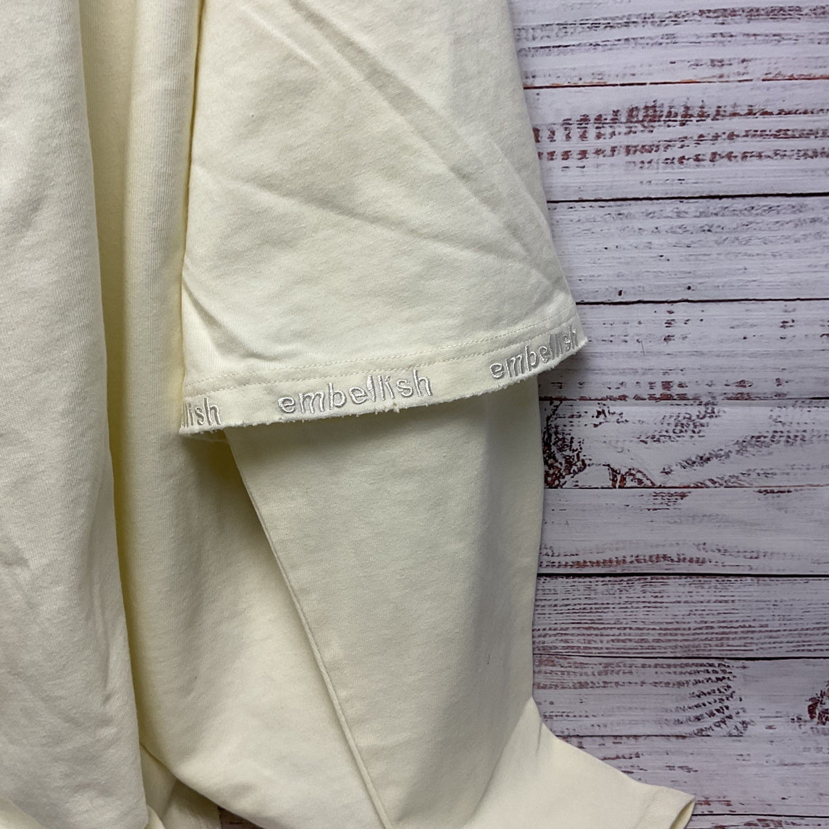 Embellish Cream Long Sleeve Faux Layered Look Crew Neck Sweatshirt - Size L New