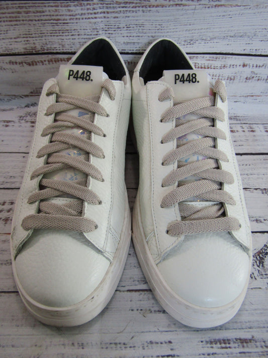 P448 John Women's White Leather Low Top Sneaker Size 8
