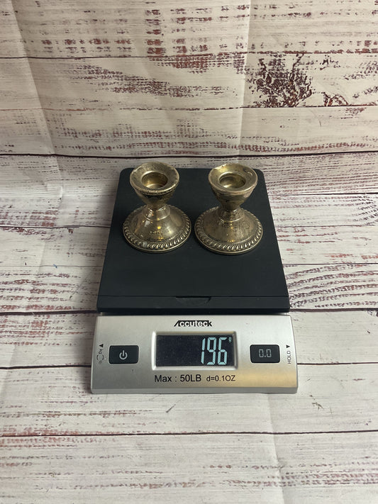 Set Of Two Sterling Weighted Candle Holders