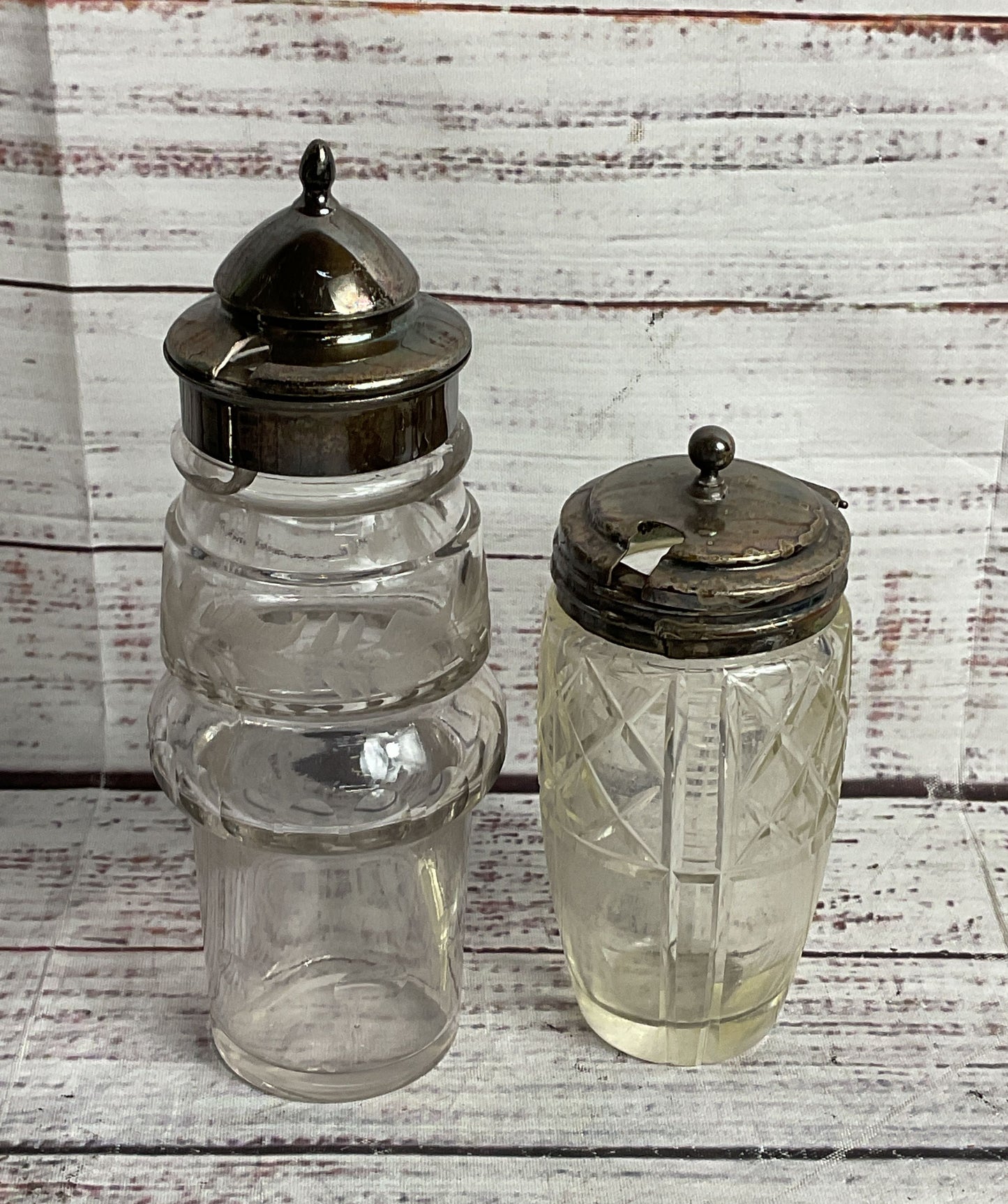 Vintage Embellished Castor Cruet Set Silver Plate