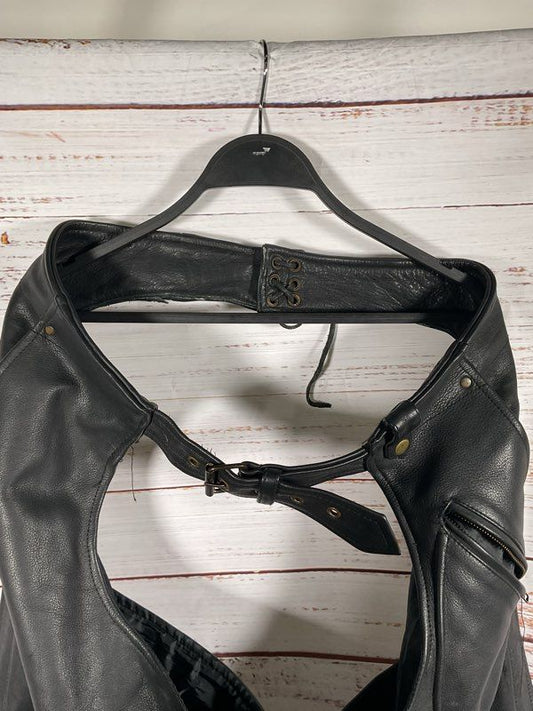 Black Leather Motorcycle Chaps Men’s Black Leather Biker's Club Size L