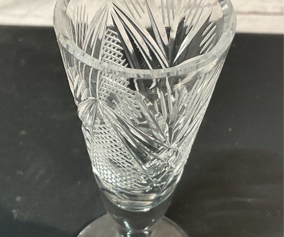 Vintage Cut Crystal 3.5" Set of 4 Sherry Port Shot Glasses Clear