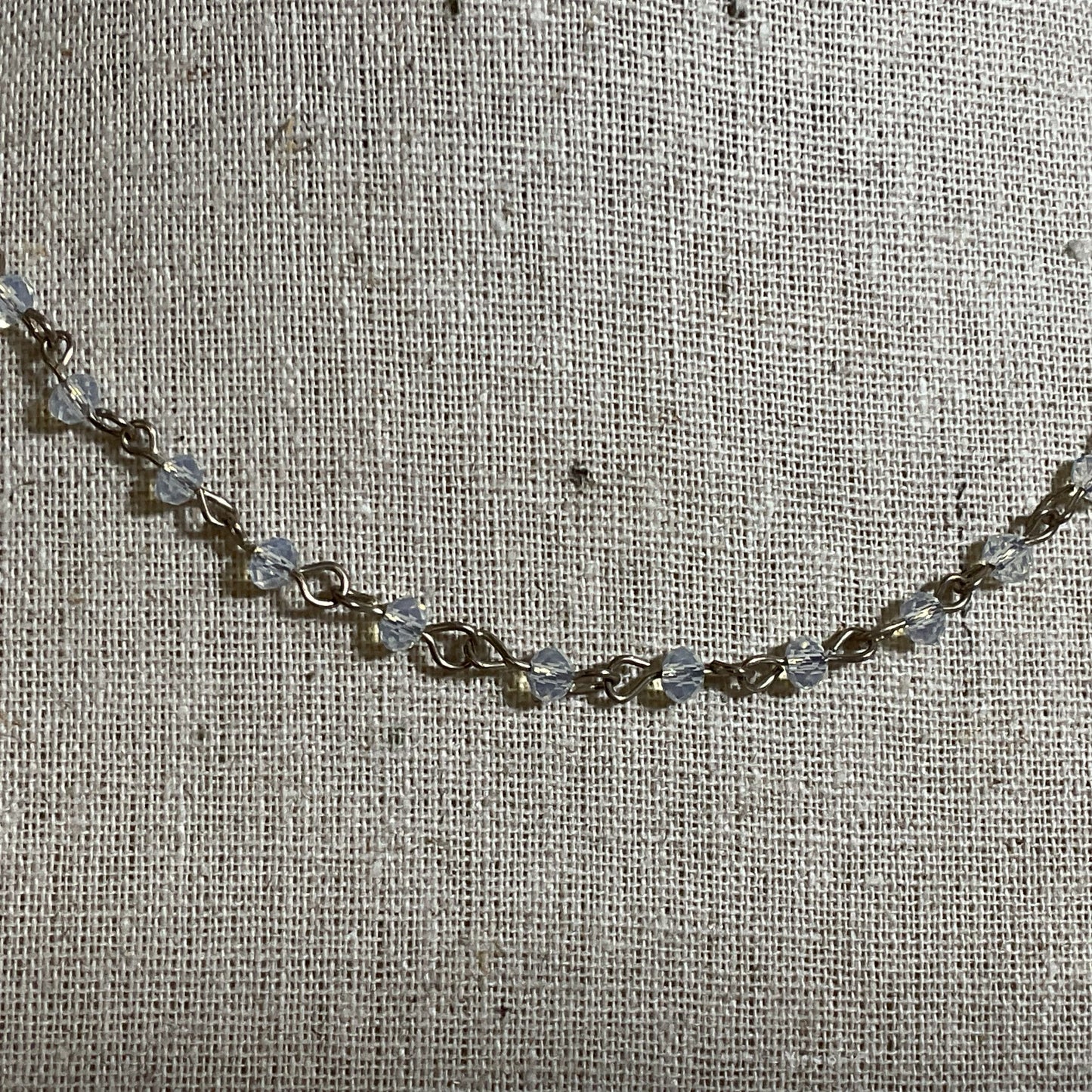 Sterling Silver Rhinestone Beaded 17" Necklace- 7g